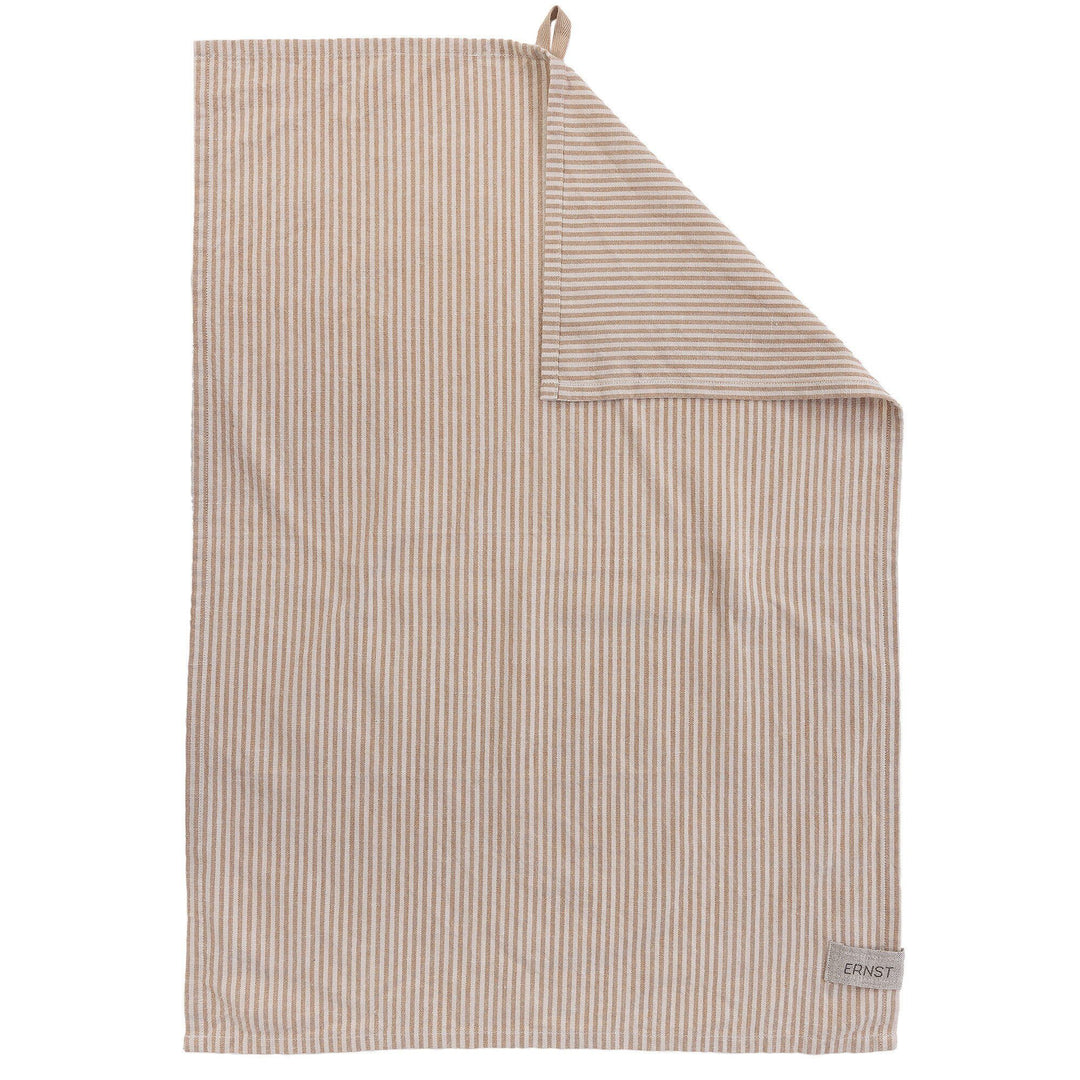 Ernst Ernst Viskestykke stribet 47x70 cm, karamel/beige – produktvisning (Køkkenhåndklæde)