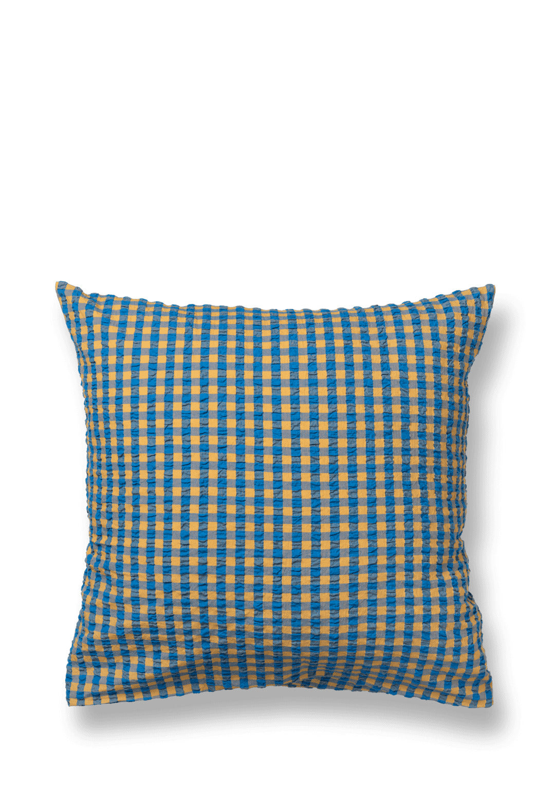 Produktbillede af Juna Bæk&Bølge Pudebetræk 63x60 cm blå/okker i premium kvalitet