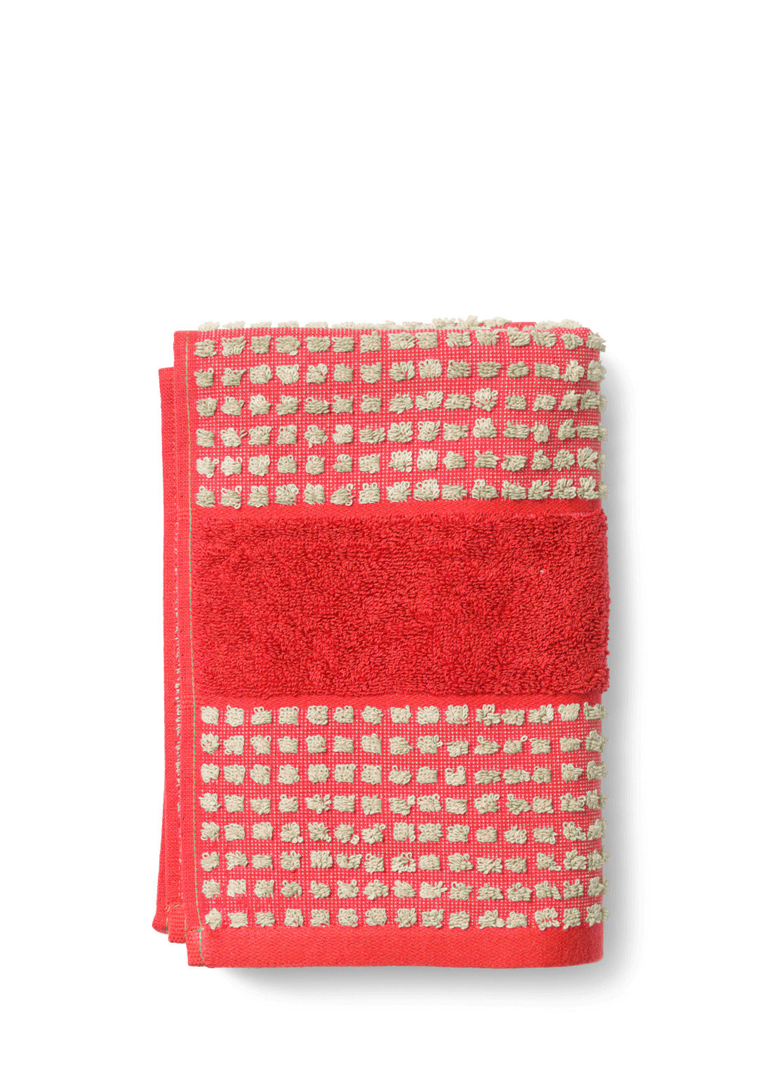 Produktbillede af Juna Check Håndklæde 50x100 cm Rød Rød/Sand i premium kvalitet