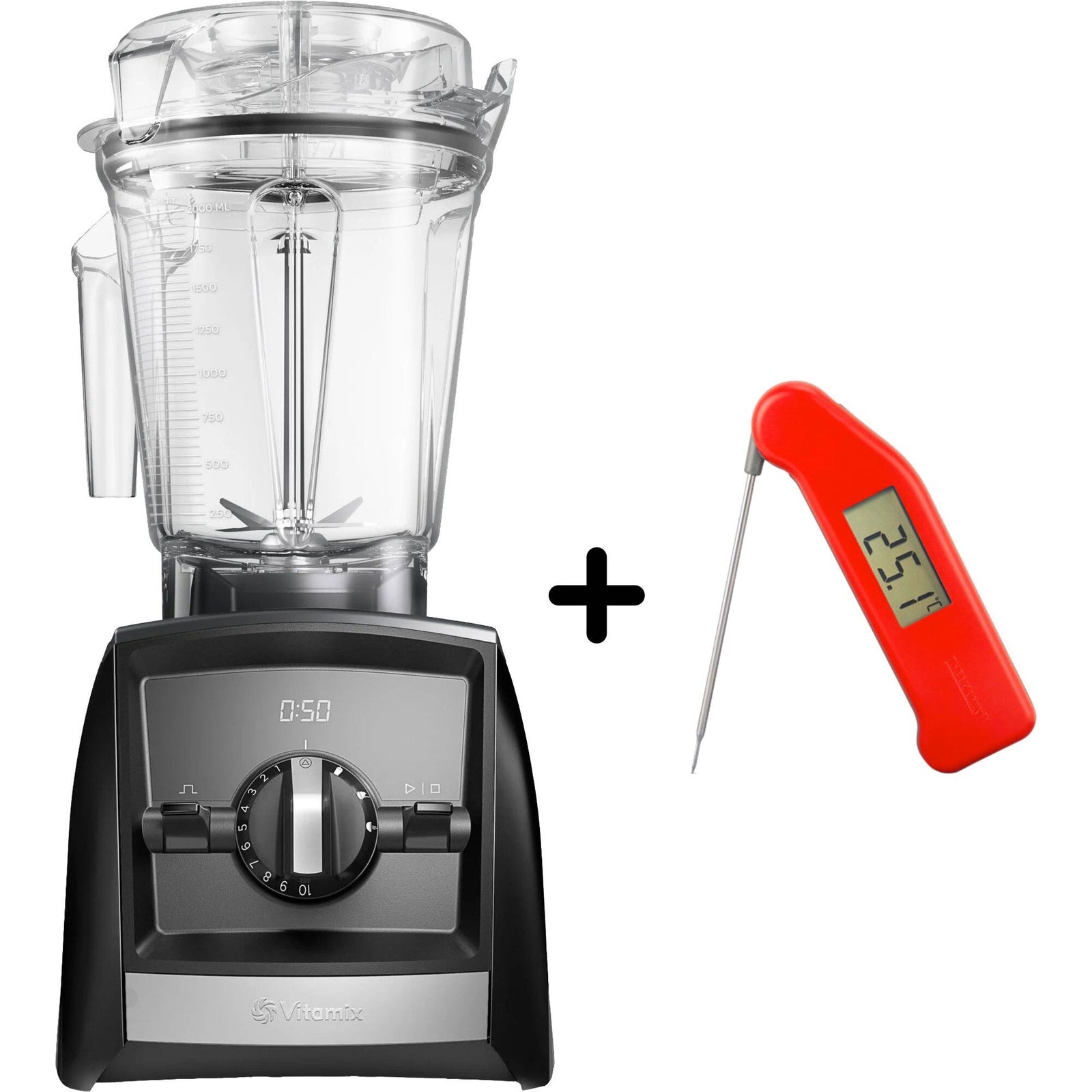 Vitamix Vitamix A2500i Ascent blender, sort & Thermapen ETI Classic termometer, rød – produktbillede (Mixer & Blender)