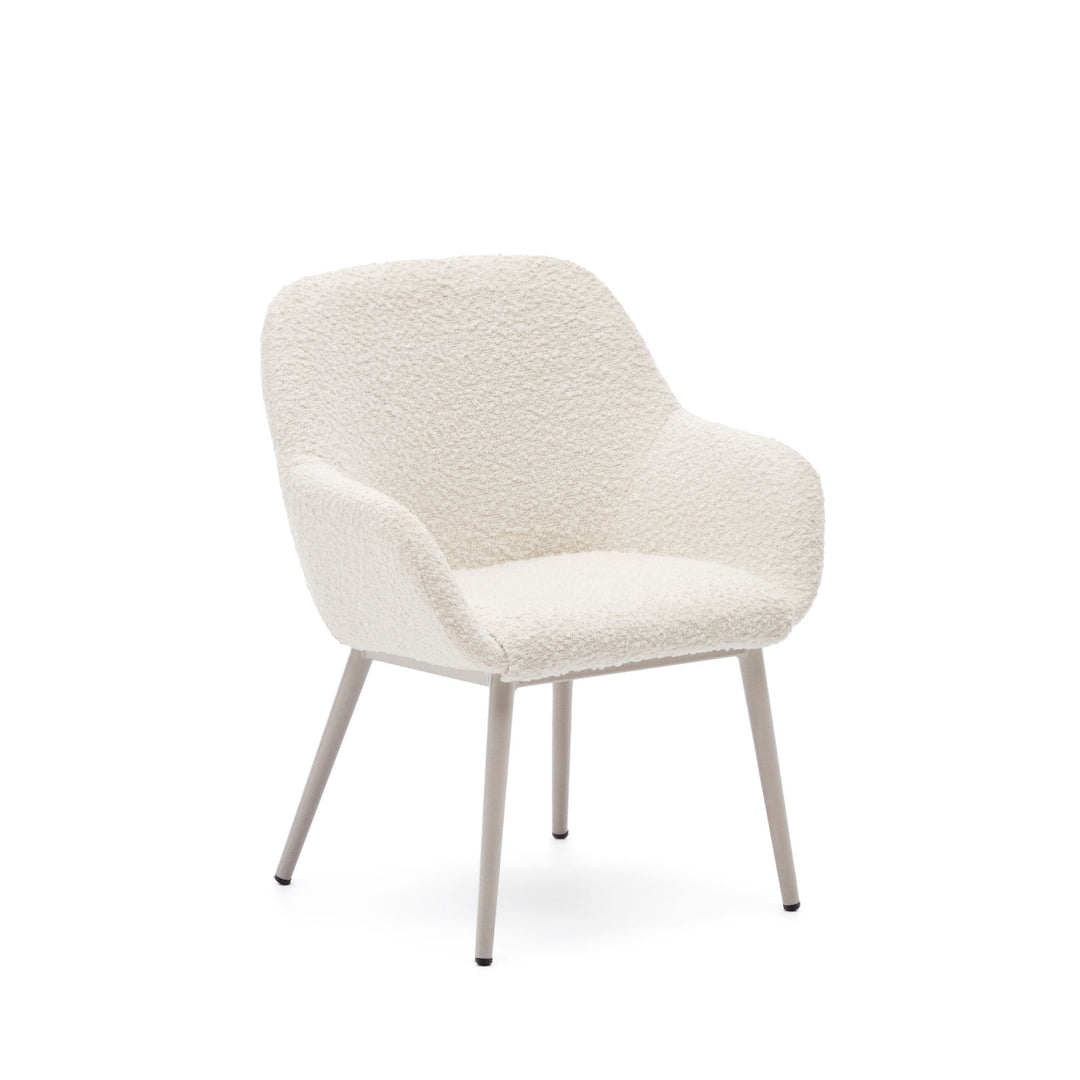 Produktbillede af KAVE HOME Konna børnestol m. armlæn hvid bouclé og beige stål i premium kvalitet