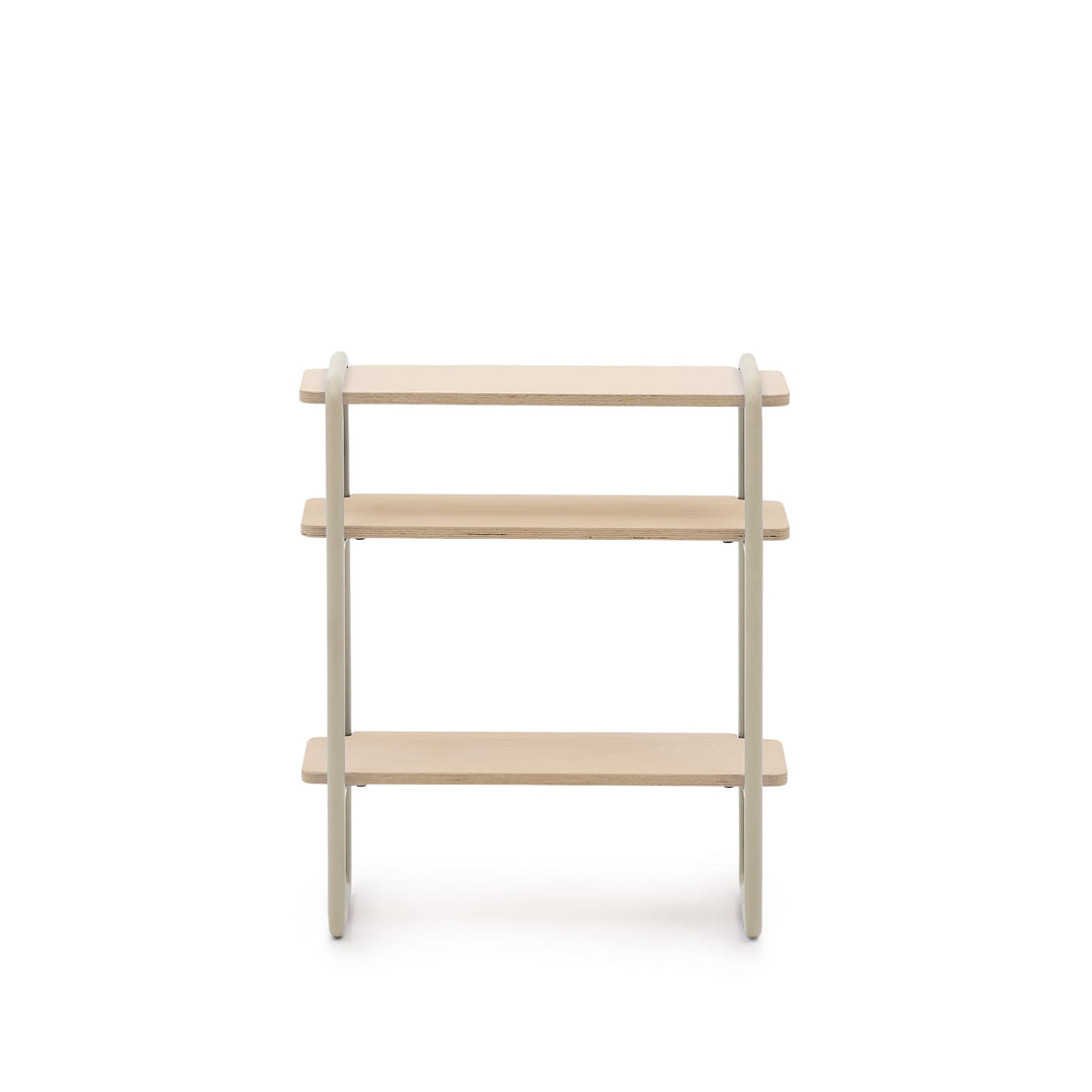 KAVE HOME Tinn børnereol m. 3 hylder rektangulær natur askefinér og beige metal 70x60