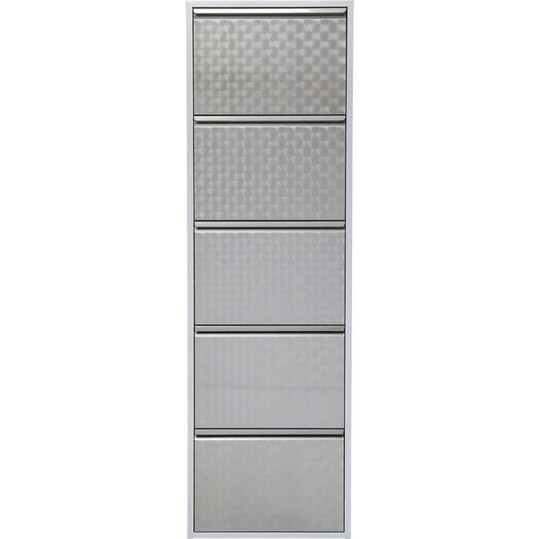 KARE DESIGN Caruso 5 Silver brushed skoskab m. 5 rum sølv stål