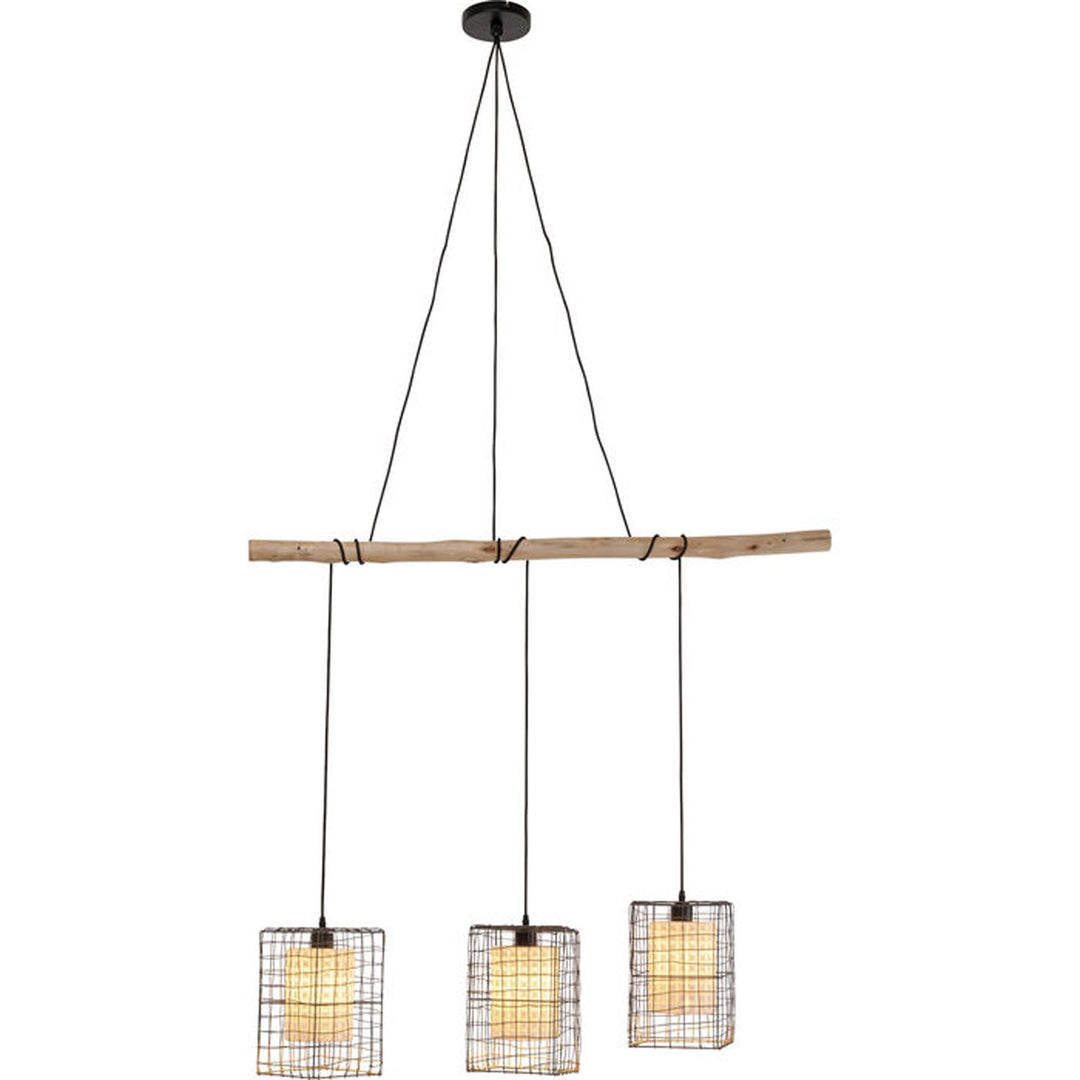 KARE DESIGN Three Grids loftlampe hvid keramik porcelæn stål og natur bøg