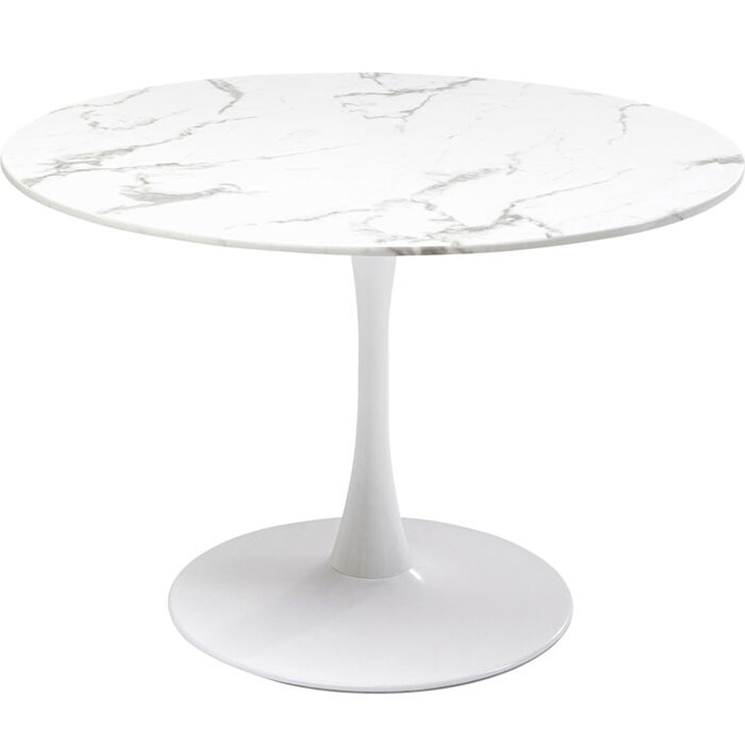 KARE DESIGN Veneto Marble White spisebord rund hvid mineralmarmor og hvid stål Ø110