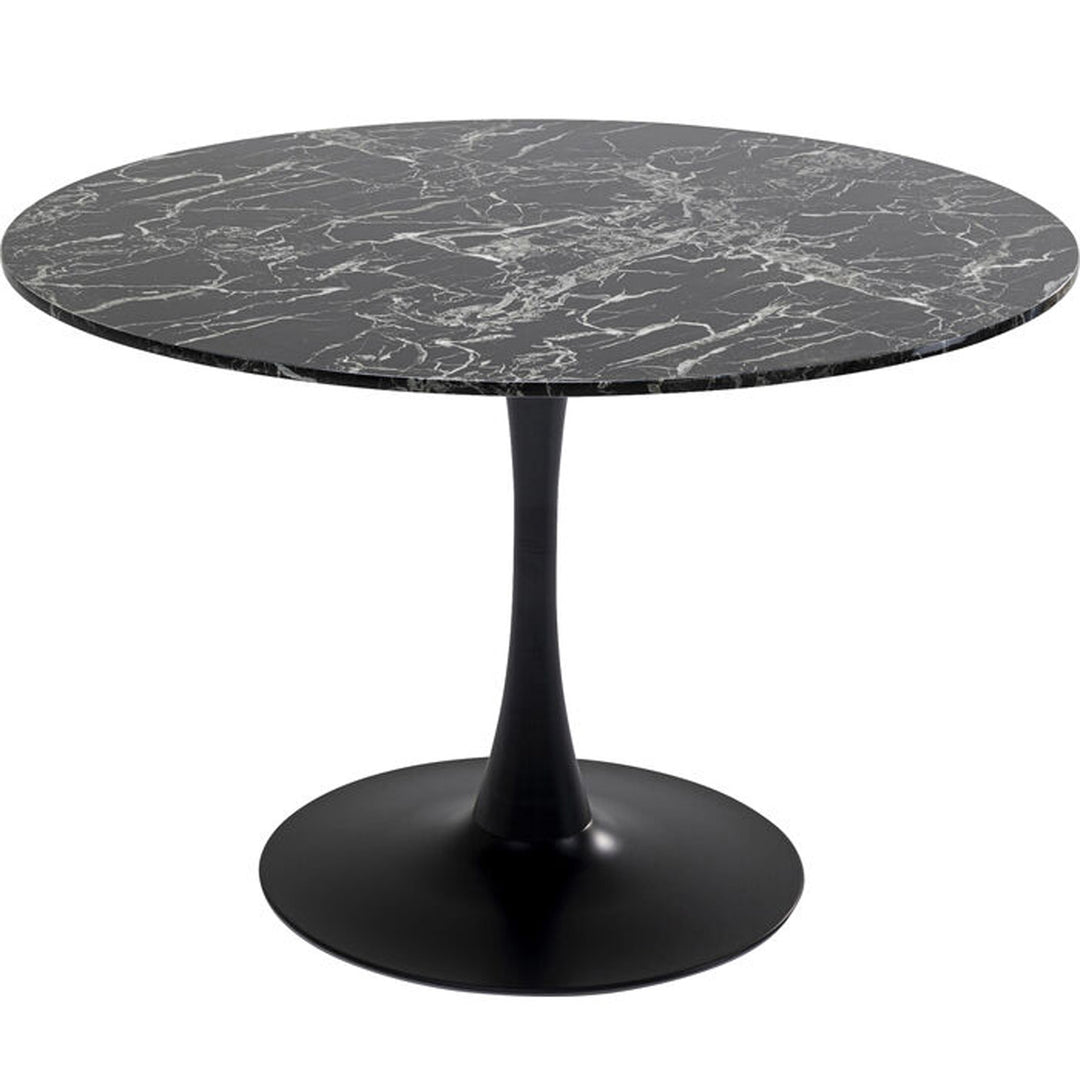 KARE DESIGN Veneto Marble Black spisebord rund sort mineralmarmor og sort stål Ø110