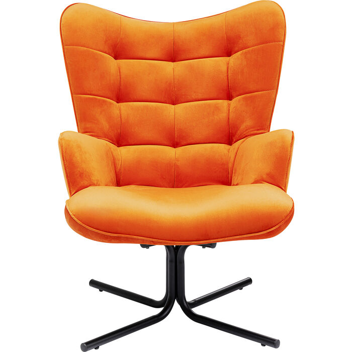 KARE DESIGN Oscar Velvet Orange drejestol m. armlæn orange fløjl polyester og stål
