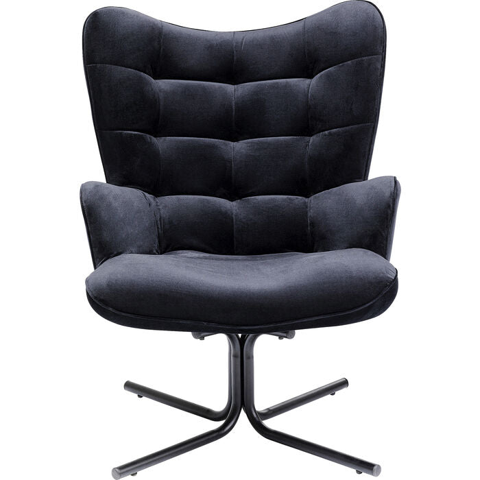 KARE DESIGN Oscar Velvet Black drejestol m. armlæn sort fløjl polyester og stål