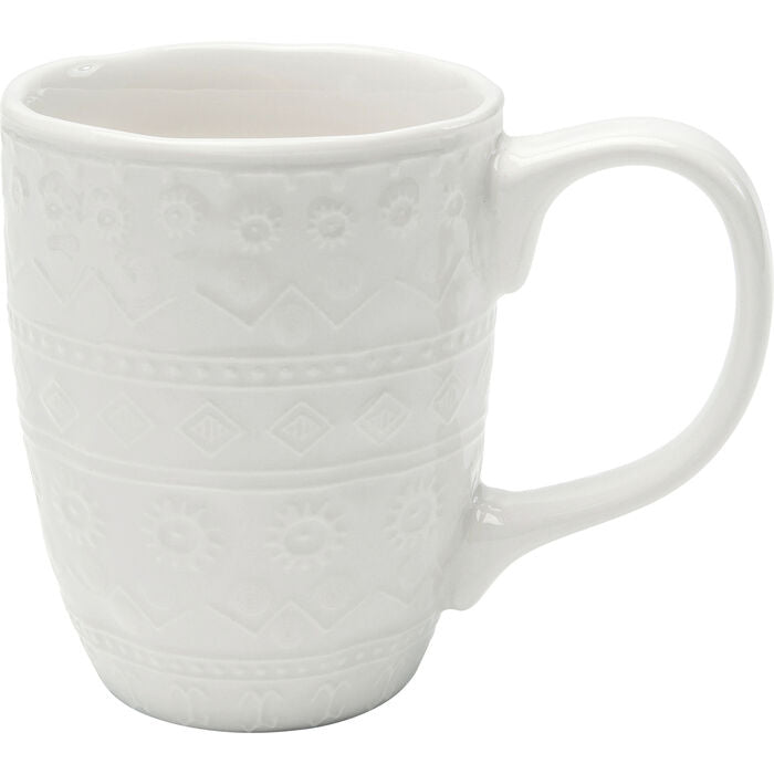 KARE DESIGN Karma krus m. reliefmønster rund hvid keramik H:9