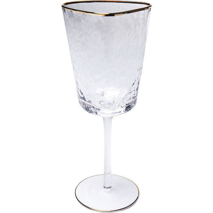 KARE DESIGN Hommage rødvinsglas m. struktur og guldkant håndlavet klar glas H:23,5