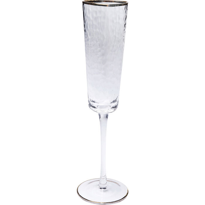 KARE DESIGN Hommage champagneglas m. struktur og guldkant håndlavet klar glas H:26