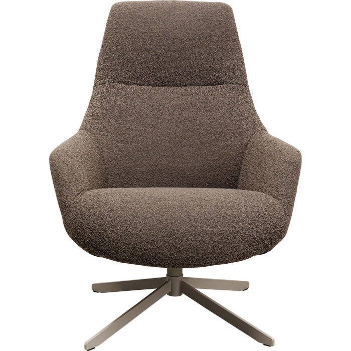 KARE DESIGN Mimi drejestol m. armlæn mocca brun bouclé stof og greige stål