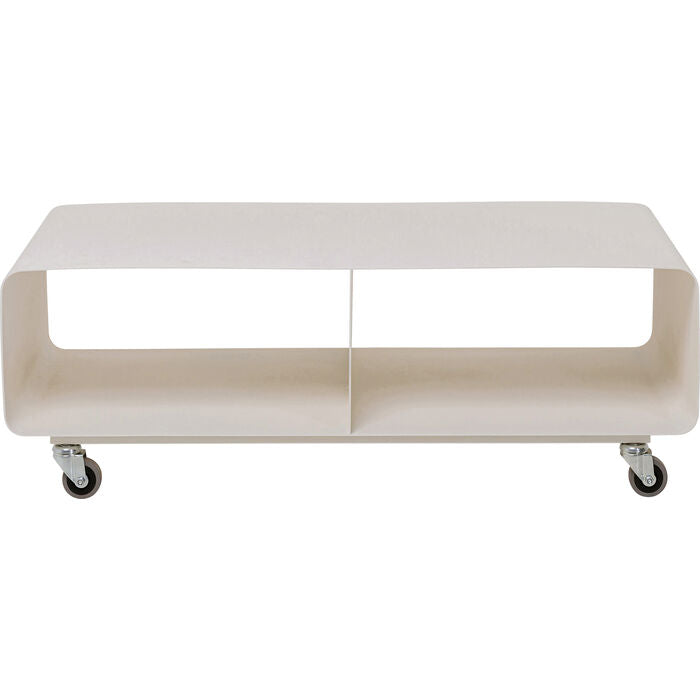 KARE DESIGN Lounge M TV-bord m. 2 rum og hjul creme stål 90x42