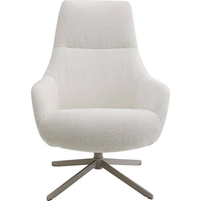 KARE DESIGN Mimi drejestol m. armlæn cremehvid bouclé stof og greige stål