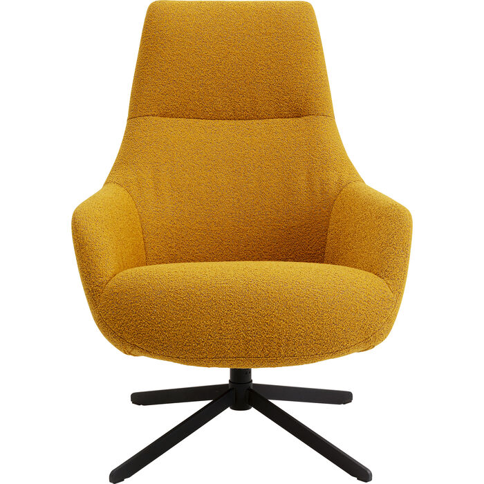 KARE DESIGN Mimi drejestol m. armlæn gul bouclé stof og sort stål