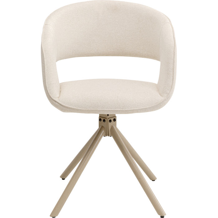 KARE DESIGN Gina spisebordsstol m. armlæn og drejefunktion creme stof og greige stål