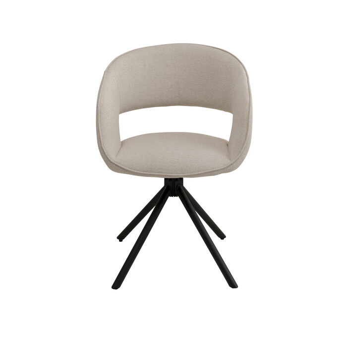 KARE DESIGN Gina spisebordsstol m. armlæn og drejefunktion beige stof og sort stål
