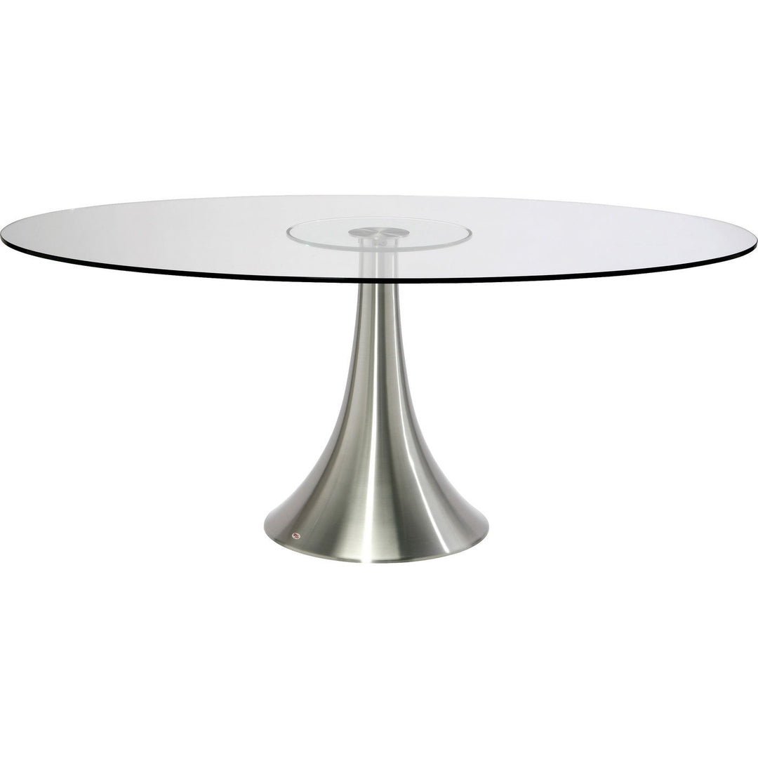 KARE DESIGN Grande Possibilita spisebord oval klar glas og børstet aluminium 180x120