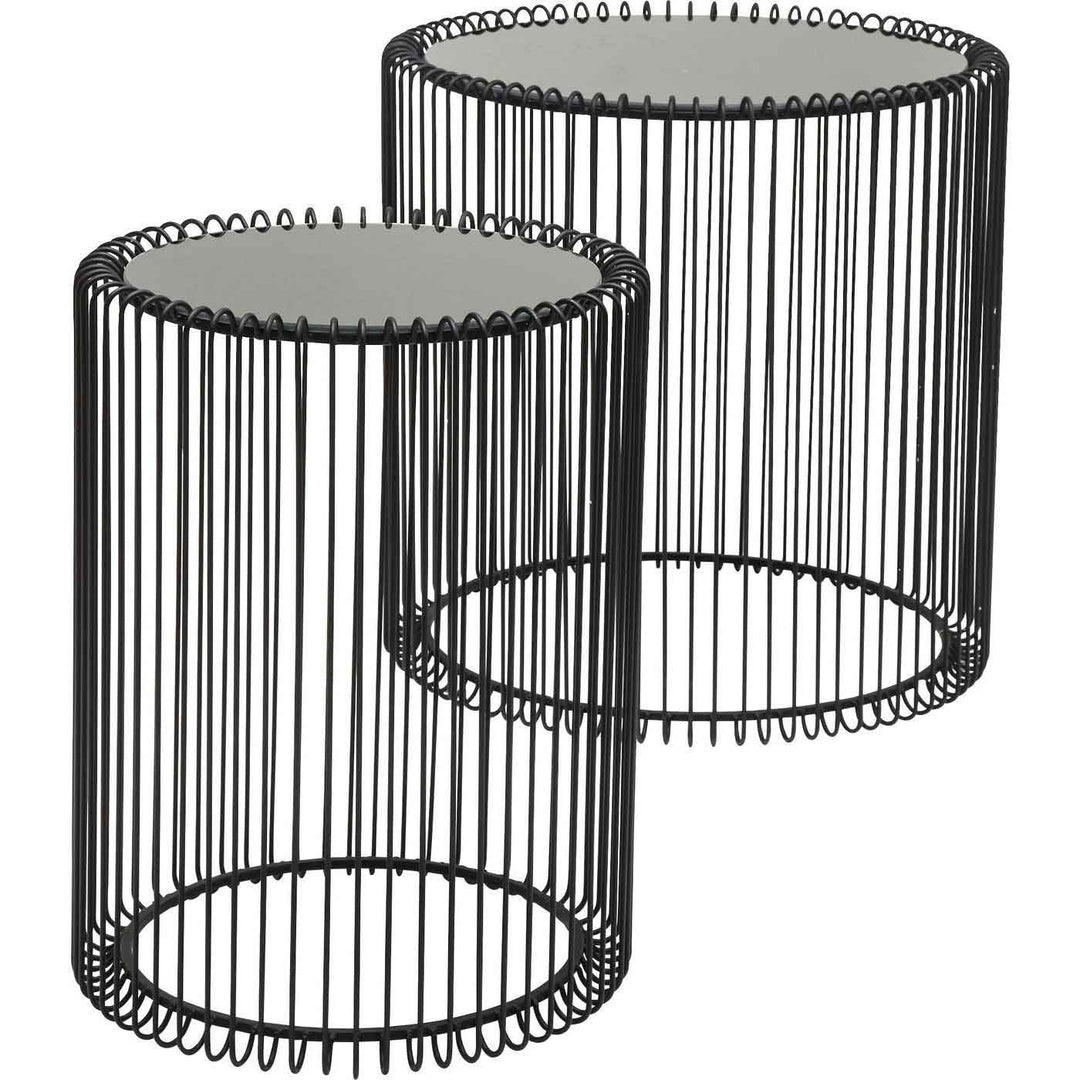 KARE DESIGN Wire sidebord sort glas og sort stål sæt af 2