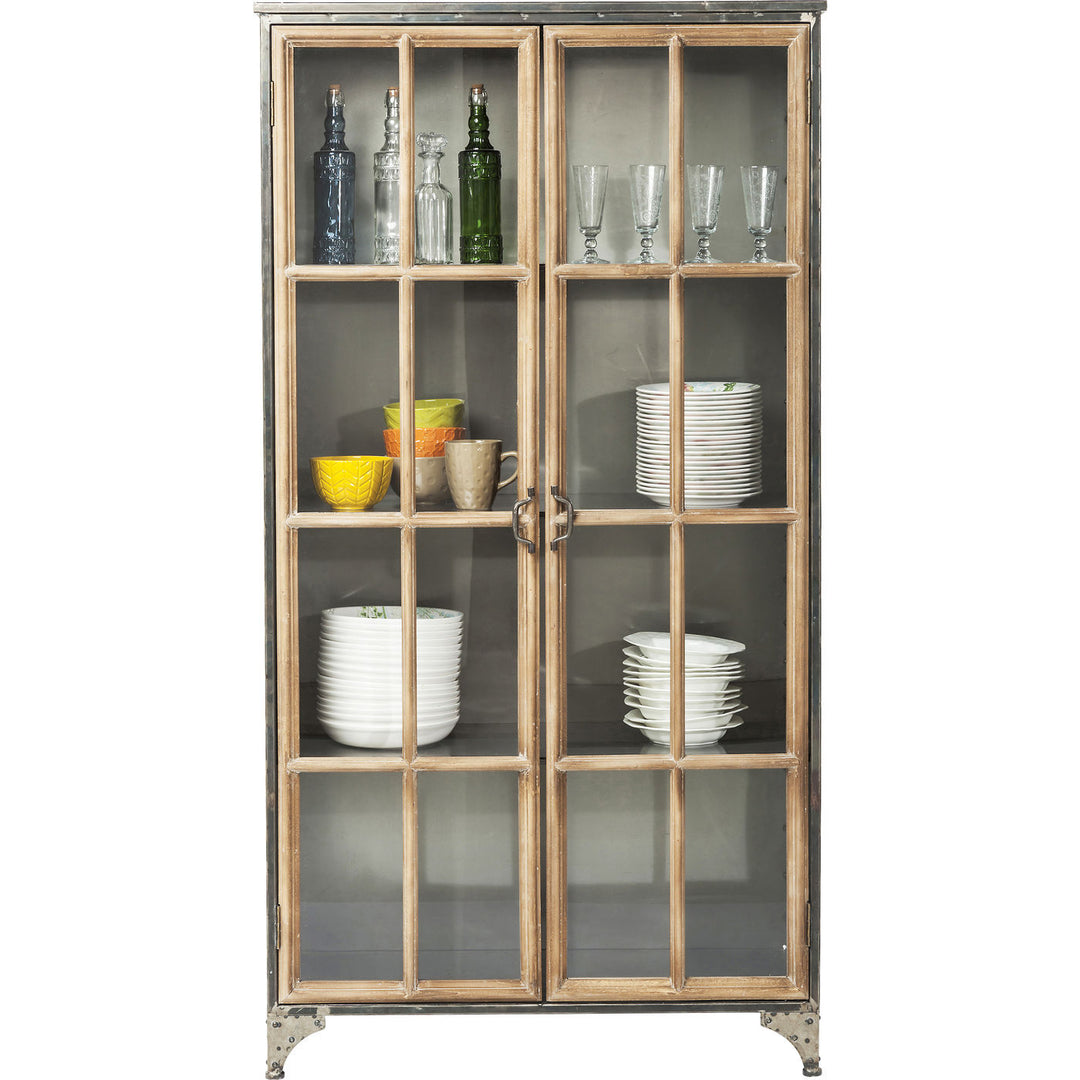 KARE DESIGN Kontor vitrineskab klart glas/natur gran og stål m. 2 låger