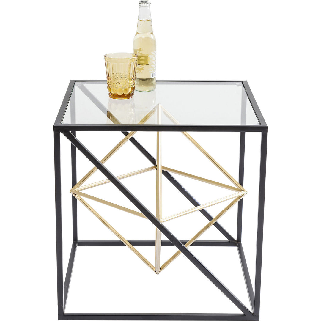 KARE DESIGN Prisma sidebord klart glas/guld stål kvadratisk 45x45