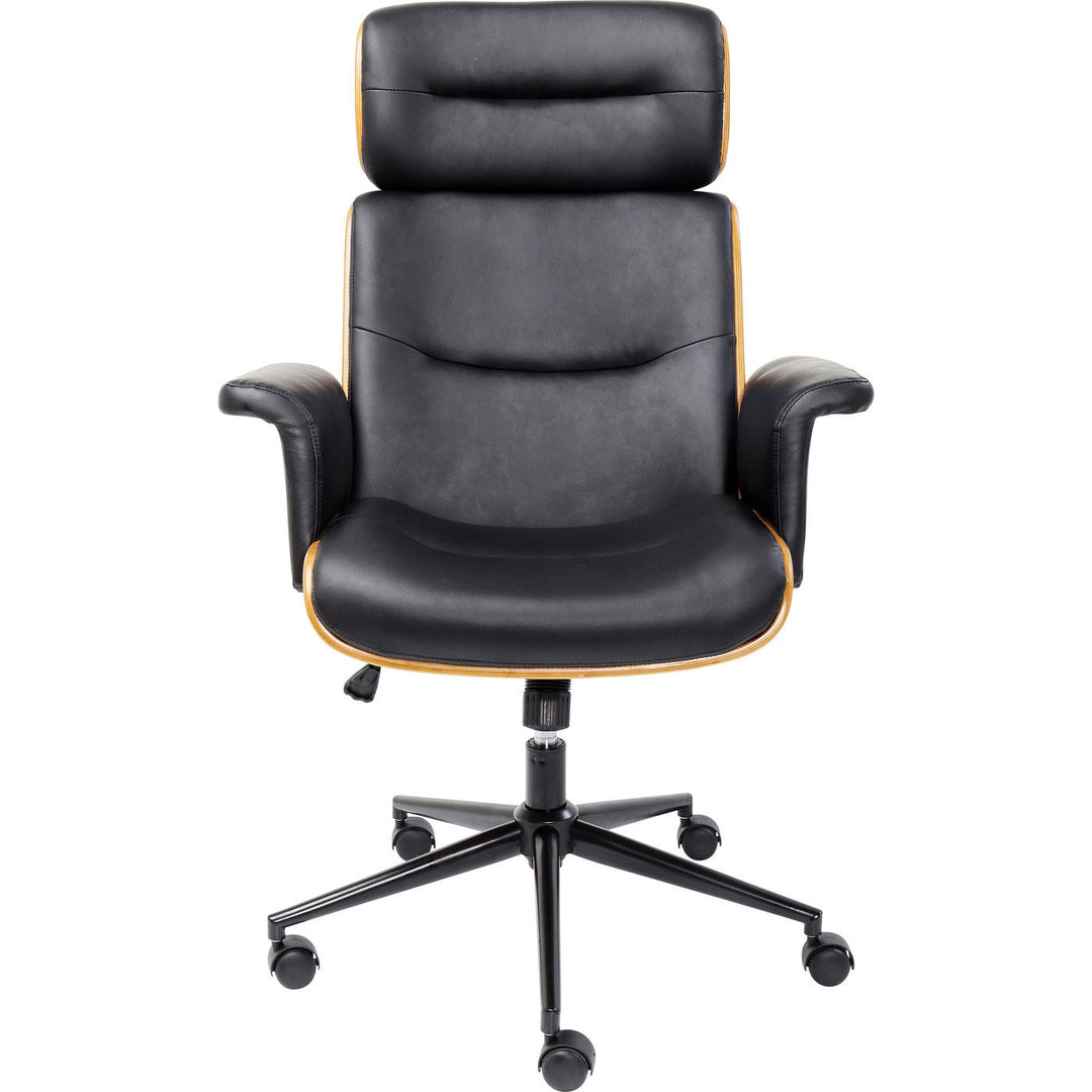 KARE DESIGN Check Out kontorstol sort kunstlæder/natur finér/sort stål m. hjul og armlæn