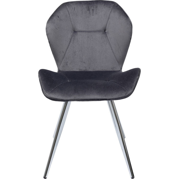 KARE DESIGN Viva Grey Chrome spisebordsstol antracitgrå velour og stål