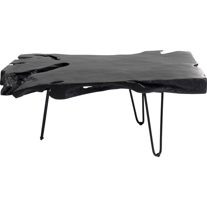 KARE DESIGN Aspen sofabord organisk sort teaktræ og stål 100x40