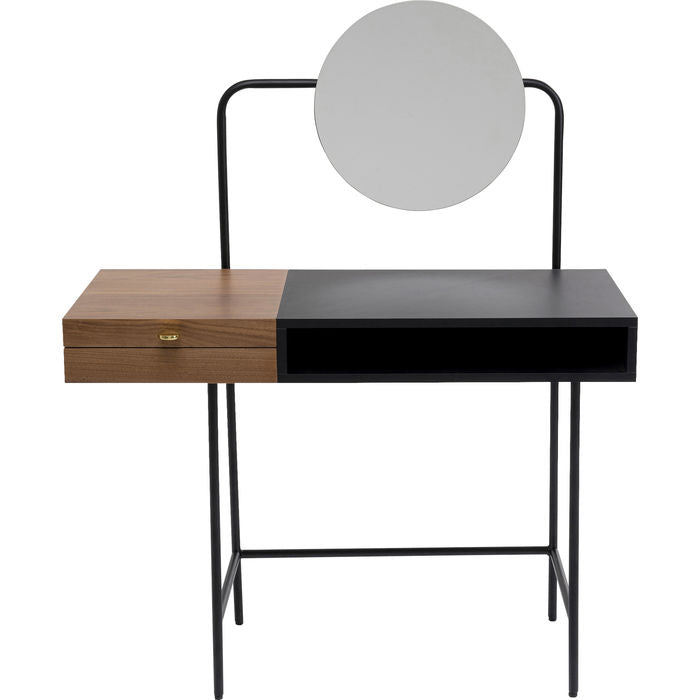Produktbillede af KARE DESIGN Vanity makeup bord m. 2 rum spejlglas valnød krydsfiner og stål i premium kvalitet