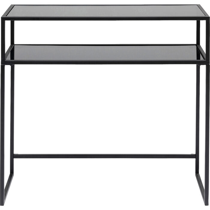 KARE DESIGN Loft konsolbord m. 1 hylde glas og sort stål 85x30