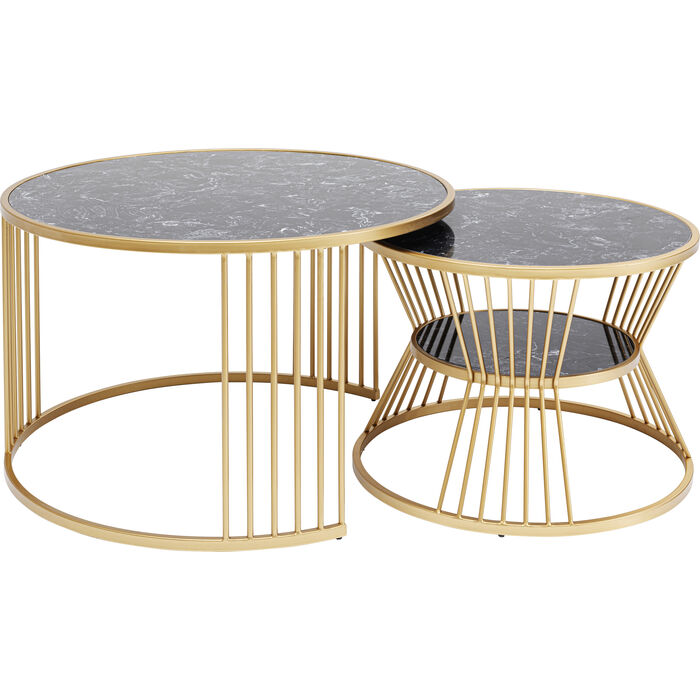 KARE DESIGN Roma sofabord marmor og stål sæt af 2