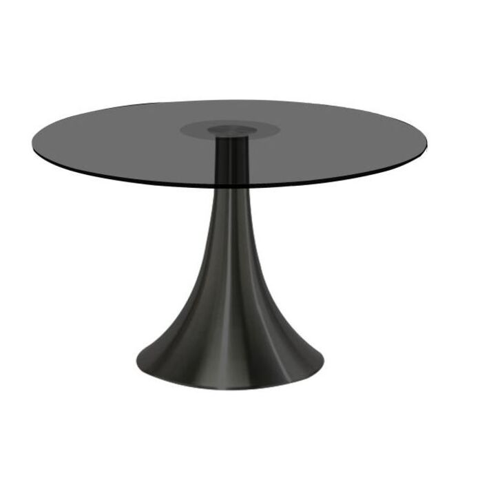 KARE DESIGN Grande Possibilita spisebord rund røgfarvet glas og sort aluminium Ø110