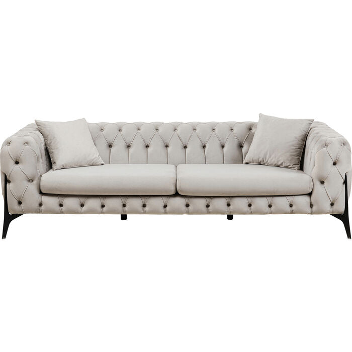 KARE DESIGN Bellissima 3 pers. sofa Chesterfield m. 2 puder beige fløjl og stål