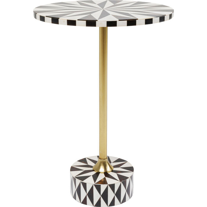 KARE DESIGN Domero Star sidebord rund brun/hvid polyresin og messing stål Ø40