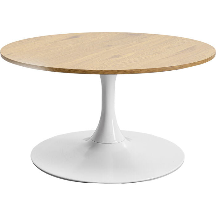 Produktbillede af KARE DESIGN Schickeria sofabord rund egefarvet laminat og hvid stål Ø80 i premium kvalitet