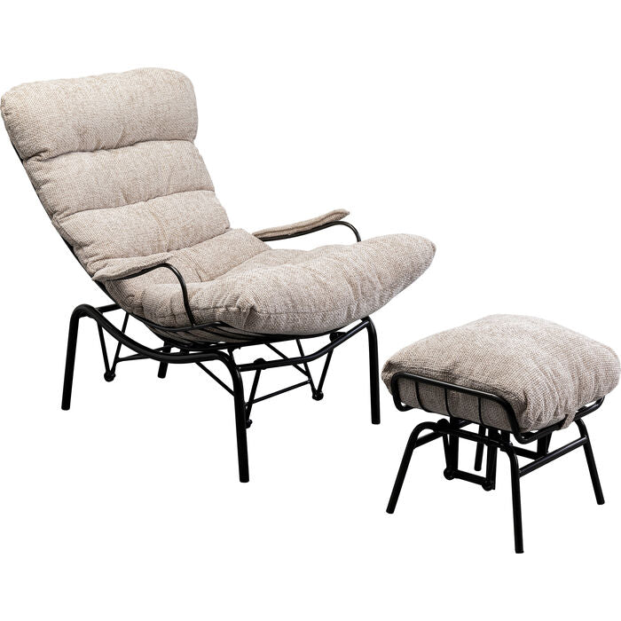 KARE DESIGN Vienna Swing gyngestol og skammel beige polyester og stål