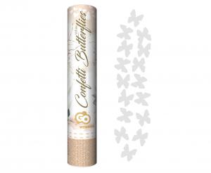 Produktbillede af Konfettirør Hvide Sommerfugle 30 Cm på tilbud i premium kvalitet