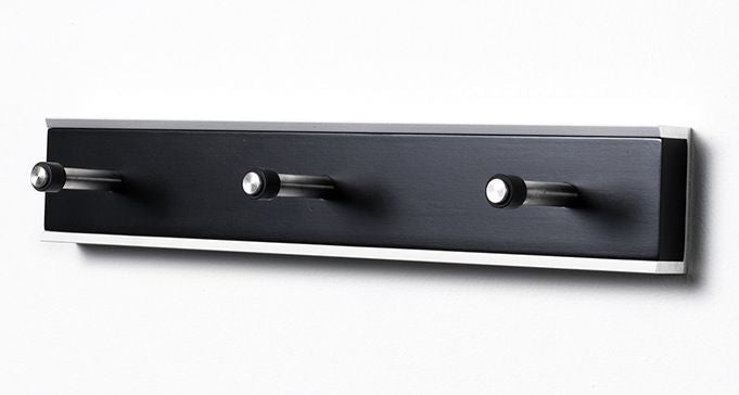 Produktbillede af KR33- Knagerække bredde 34 cm fem forskellige finish Sort træ og stål på tilbud i høj kvalitet