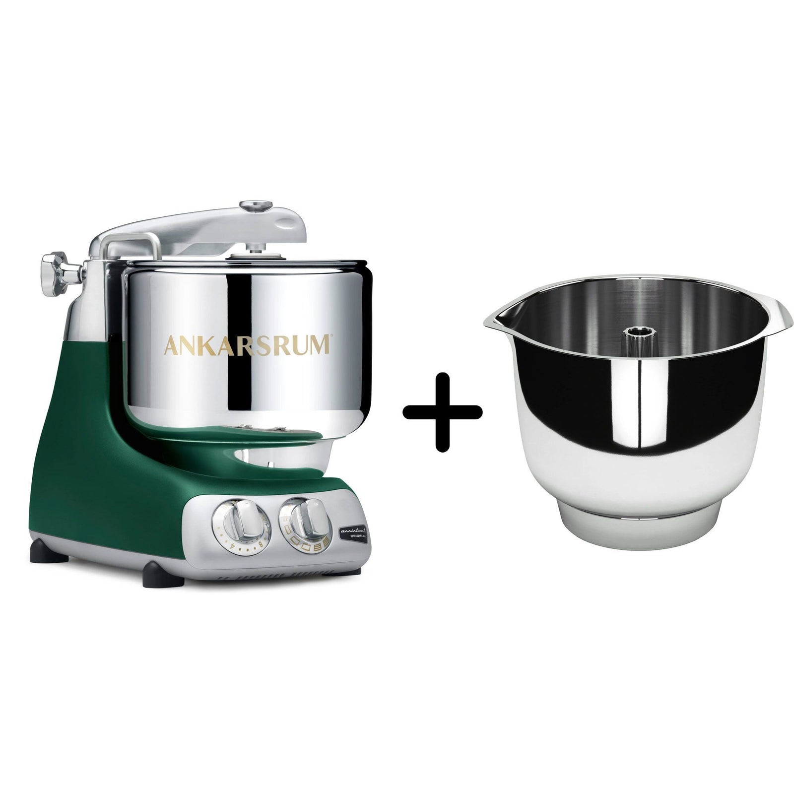 Ankarsrum Ankarsrum AKM 6230 køkkenmaskine + Assistent Original piskeskål, forest green ❤ frontbillede (Røremaskiner)