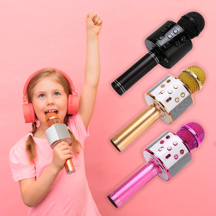 Karaoke Mikrofon m/Bluetooth & Højttaler Guld