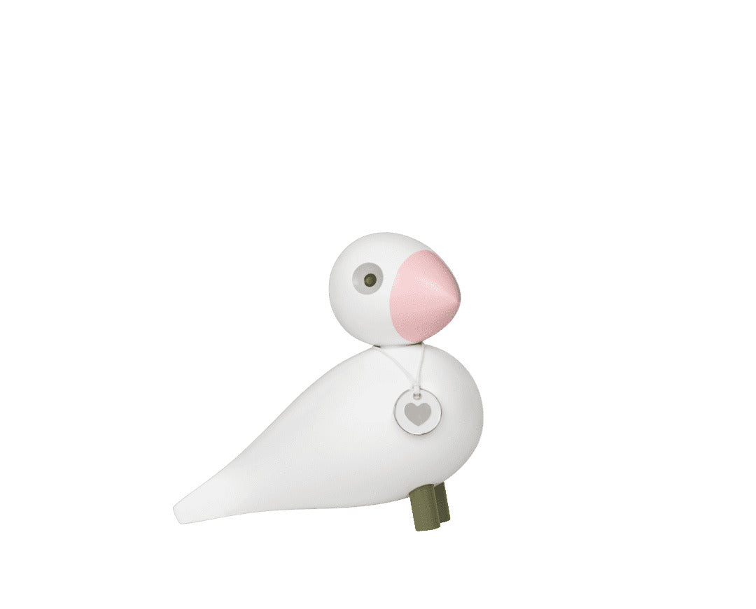 Produktbillede af Kay Bojesen Sangfugl Love H15.5 cm hvid/rosa i premium kvalitet