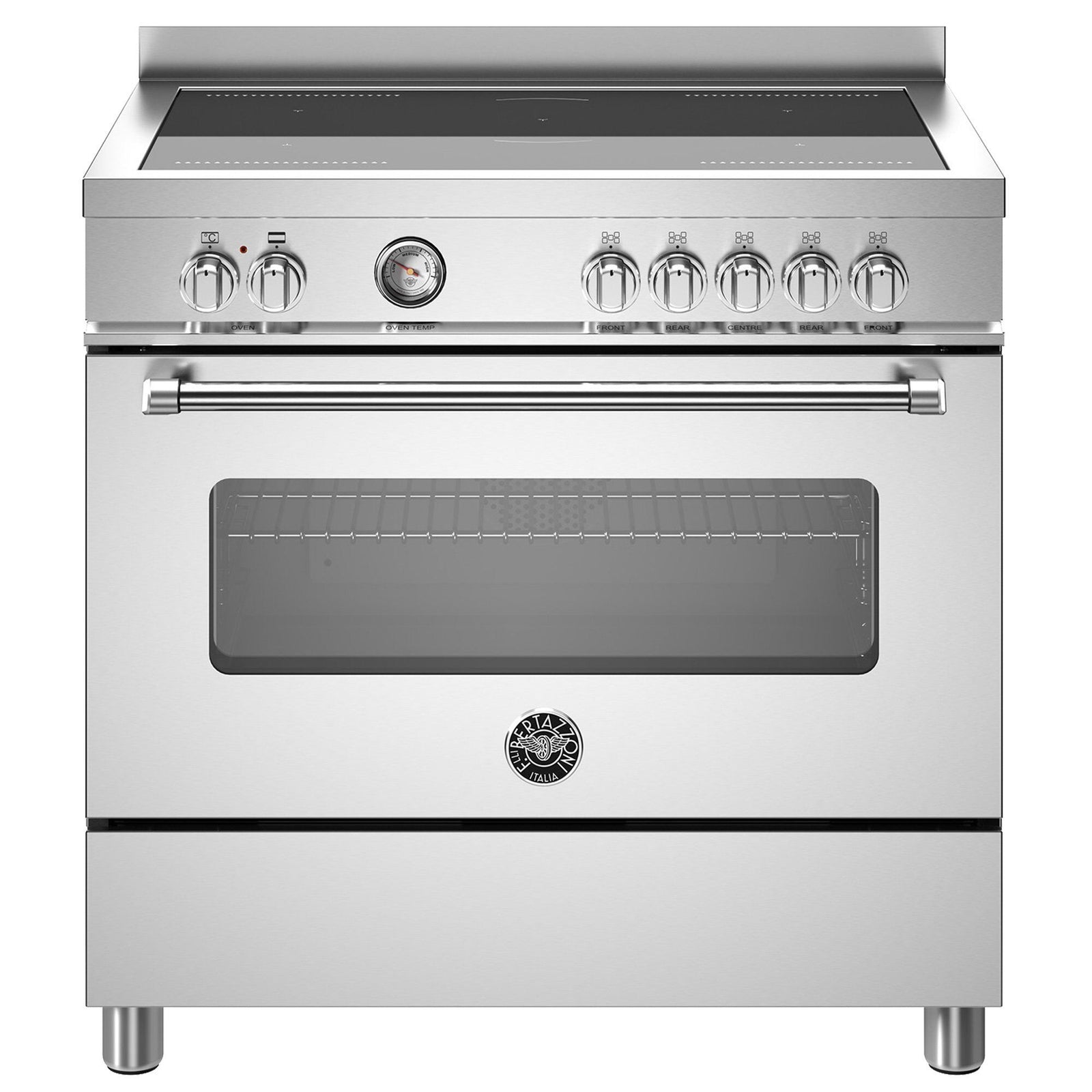 Bertazzoni Bertazzoni MAS95I1EXT Master induktionskomfur med ovn, 90 cm, rustfrit stål – produktfoto (Induktionskomfur)