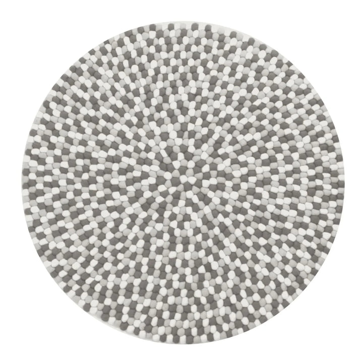 Kugletæppe i 100% ren Nepal uld (Fås i flere forskellige farver og størrelser) 120 cm / Grå/Hvid