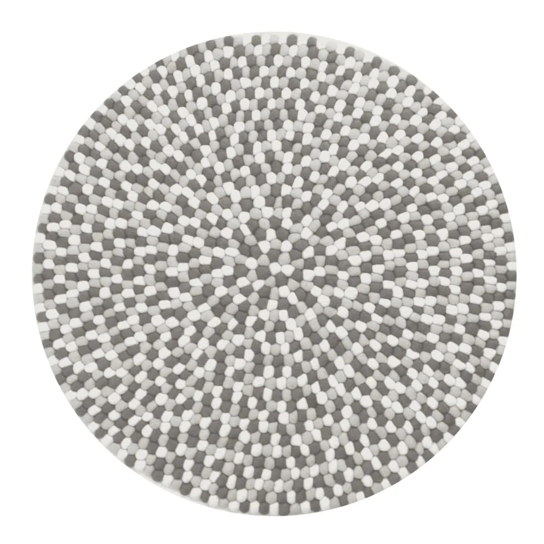 Kugletæppe i 100% ren Nepal uld (Fås i flere forskellige farver og størrelser) 60 cm / Grå/Hvid