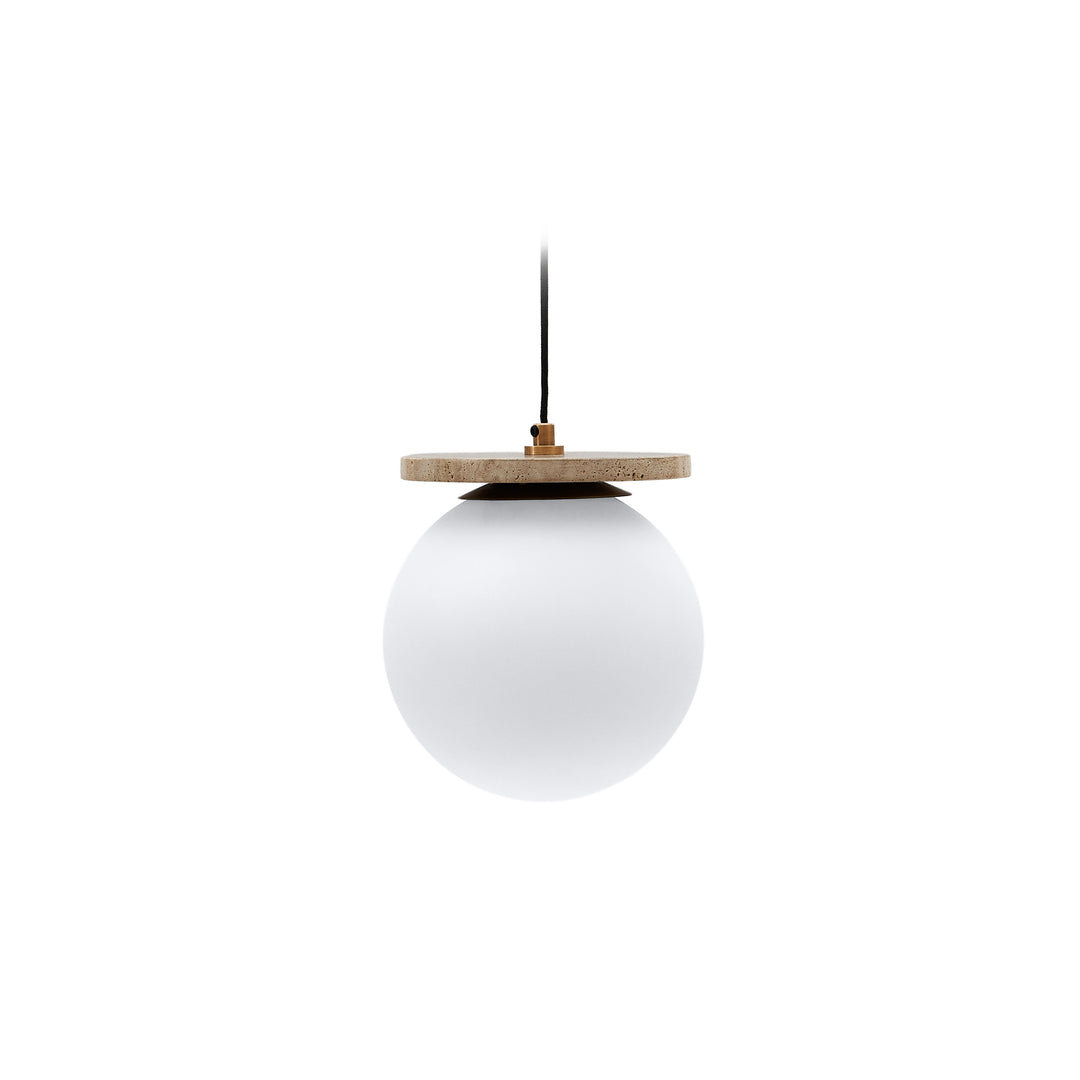 KAVE HOME Malachi loftlampe hvid glaseret glas og travertinsten