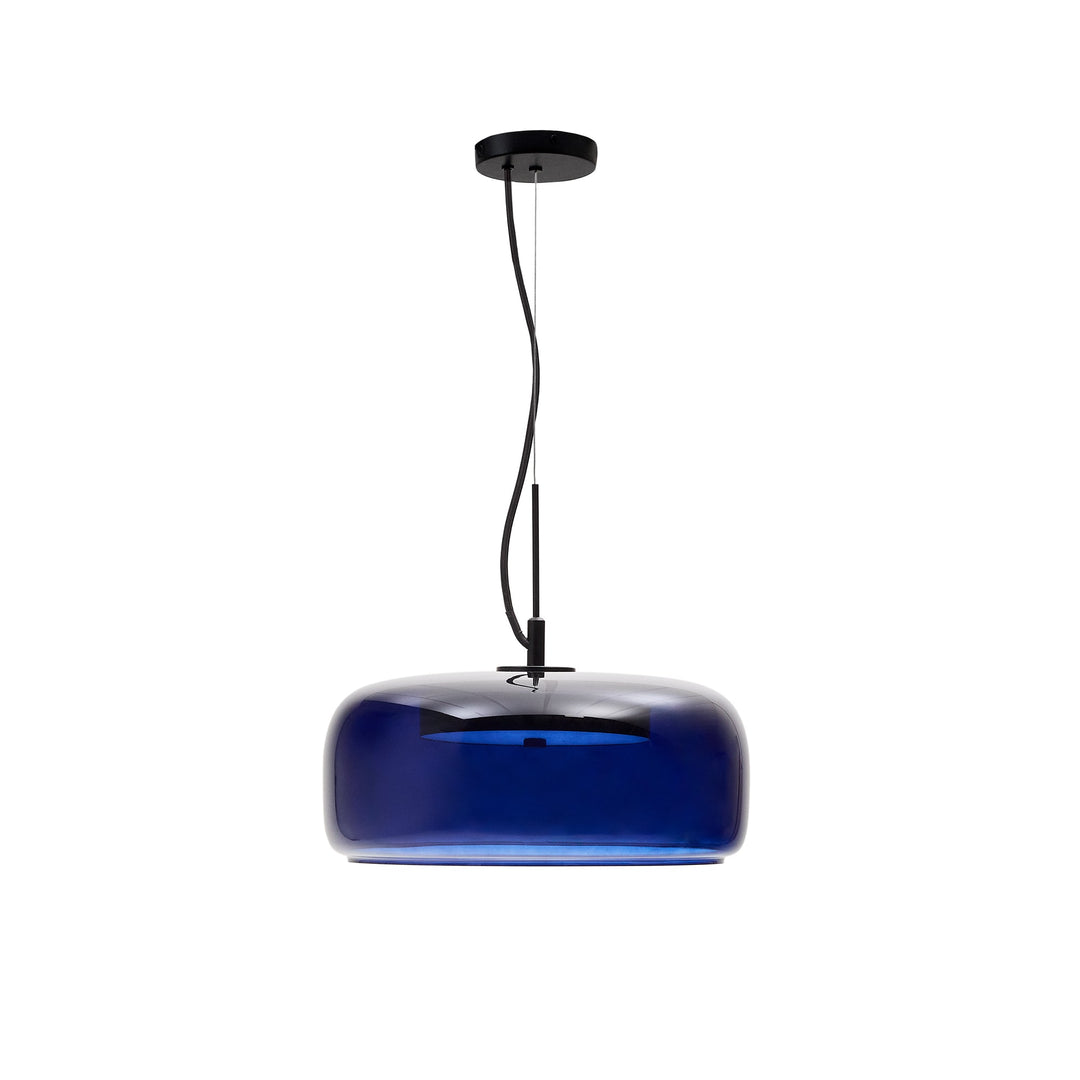 KAVE HOME Reig loftlampe rund blå glas Ø38