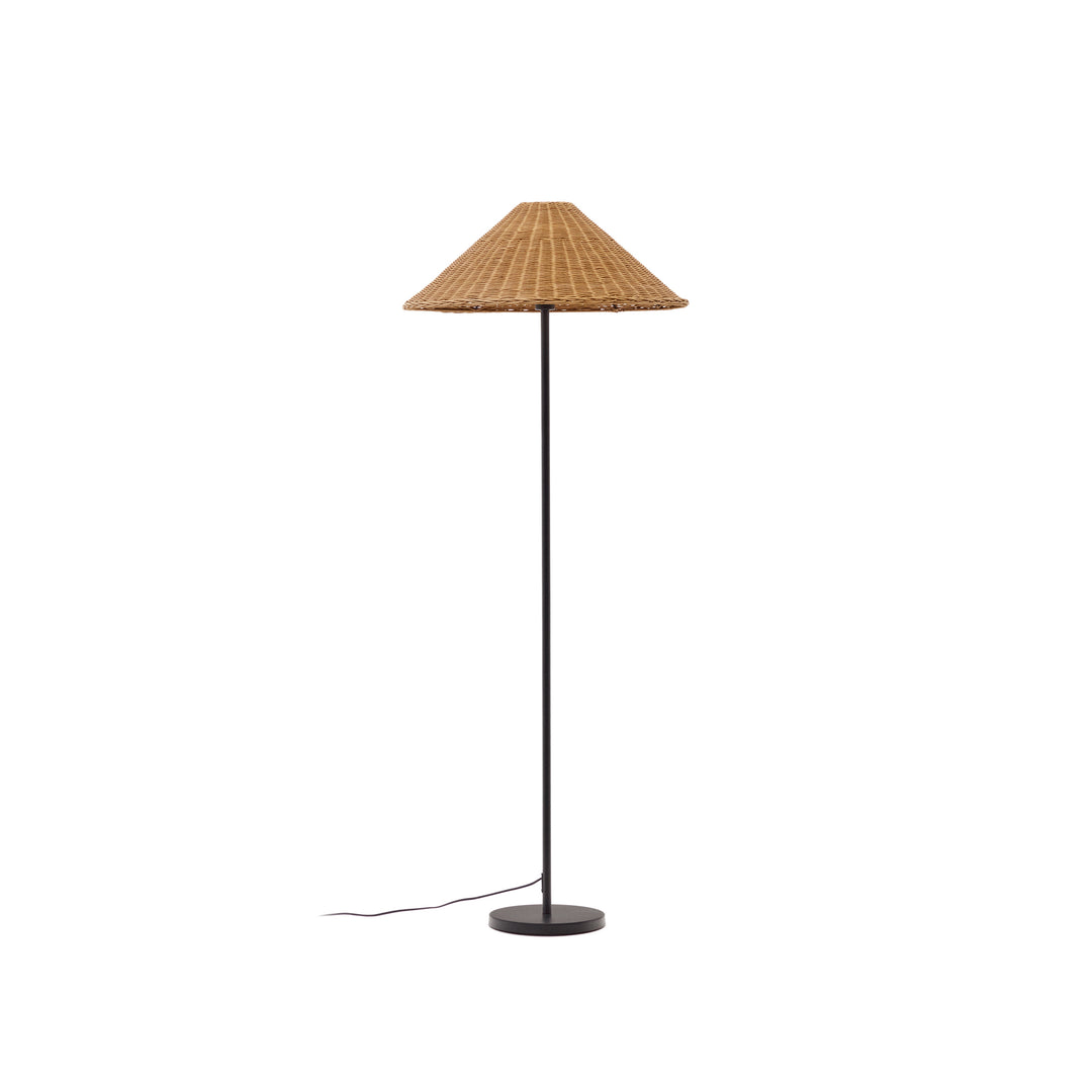KAVE HOME Urania gulvlampe rattan og sort metal