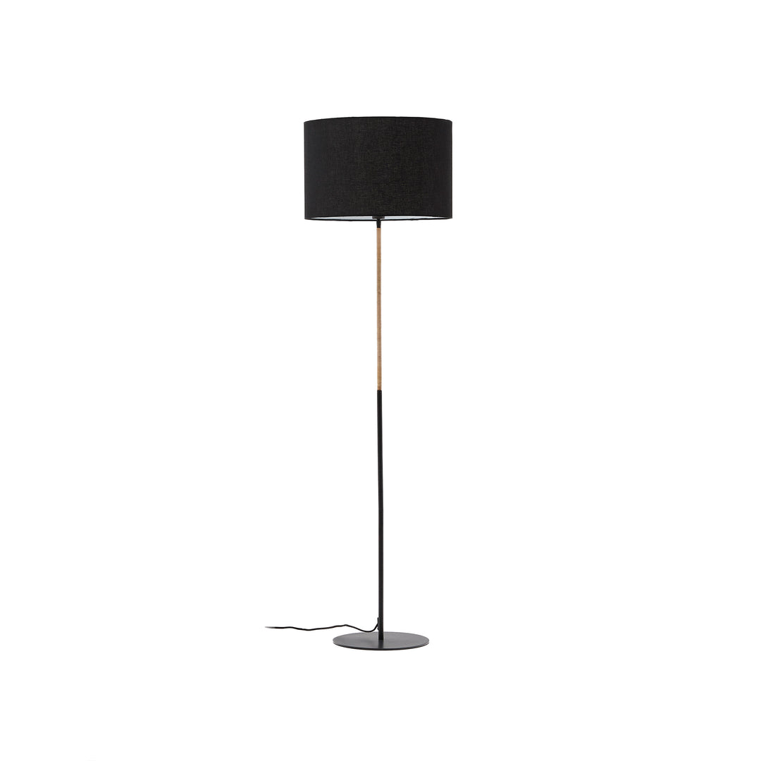 Produktbillede af KAVE HOME Canar gulvlampe sort bomuld rattan og metal i premium kvalitet