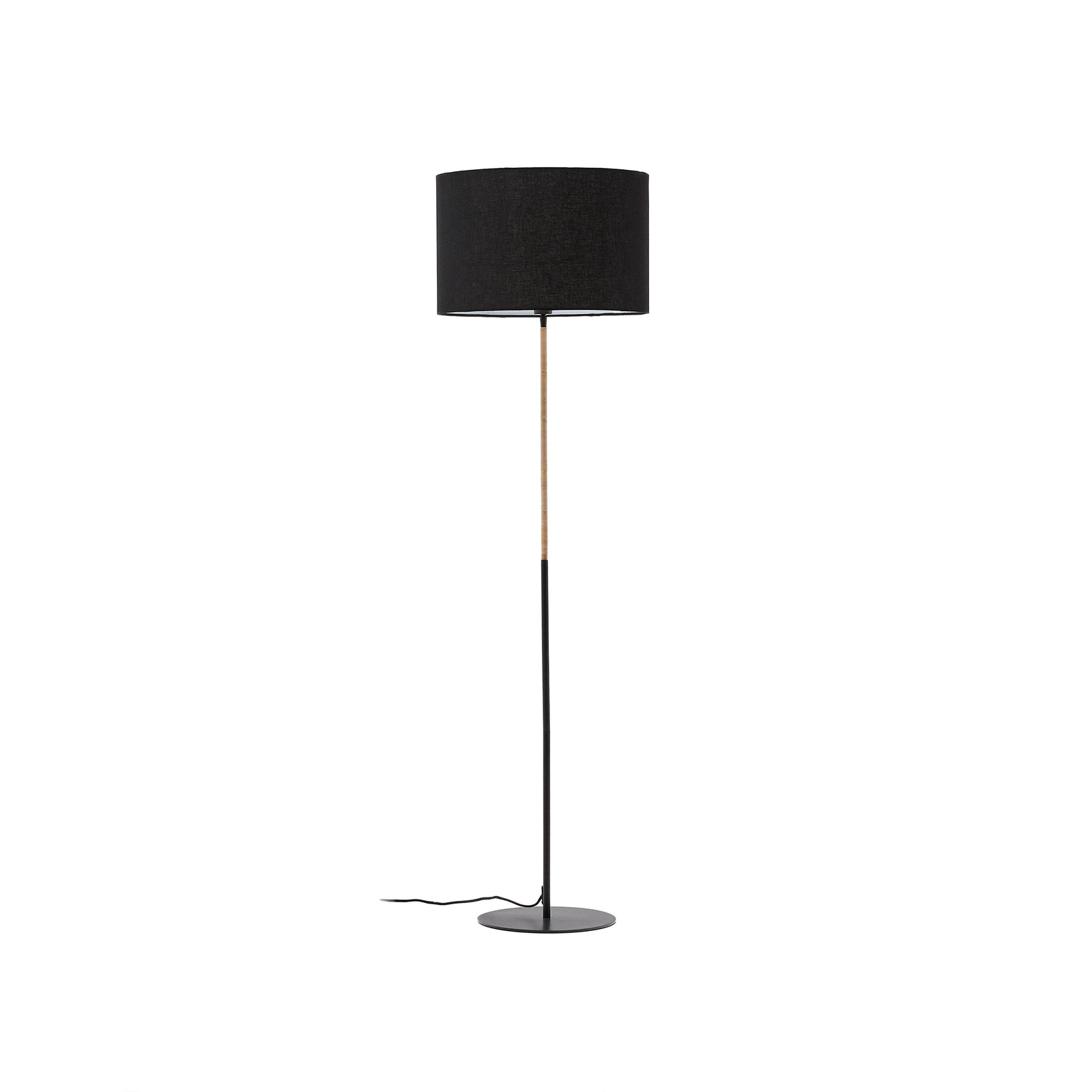 Produktbillede af KAVE HOME Canar gulvlampe sort bomuld rattan og metal i premium kvalitet