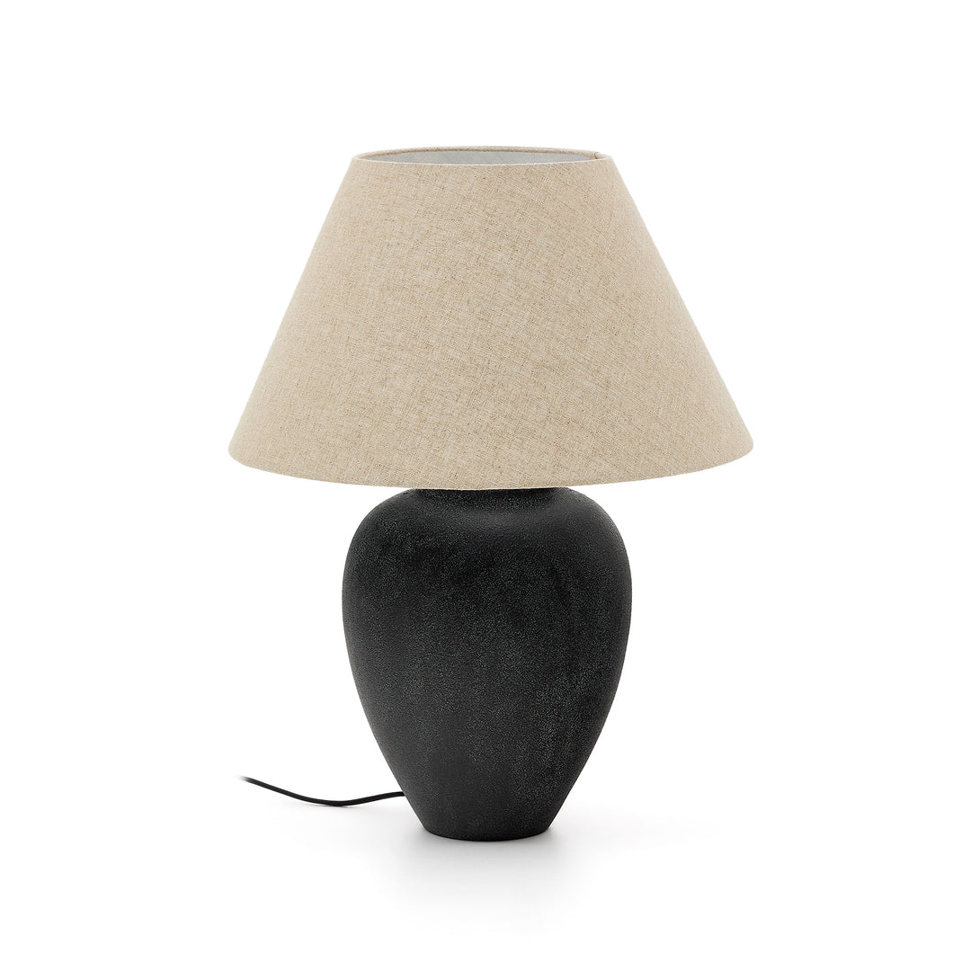 Produktbillede af KAVE HOME Mercadal bordlampe rund sort keramik Ø45 i premium kvalitet